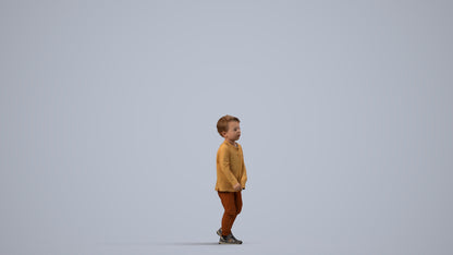 3D people model boy casual kids, scanned human for 3ds Max rendering, side view render