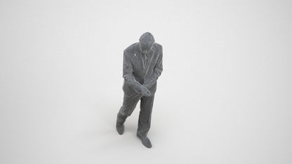 photogrammetry 3D man business, realistic human model archviz FBX, wireframe three-quarter view
