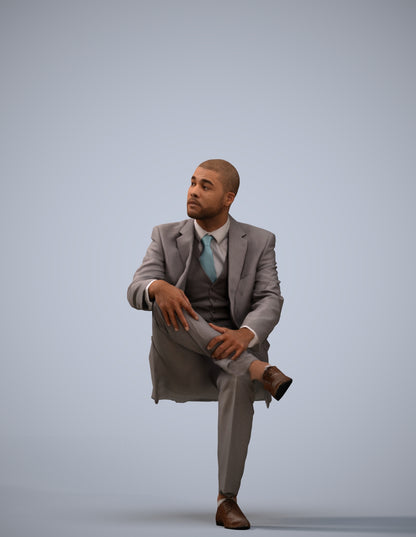 3D people model man business, scanned human for 3ds Max rendering