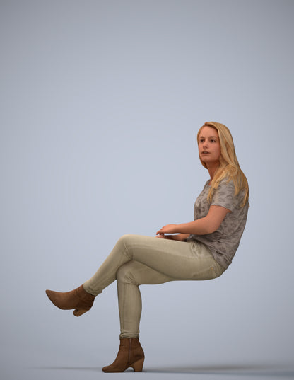realistic 3D people woman casual sitting, render-ready for V-Ray and Corona, FBX OBJ