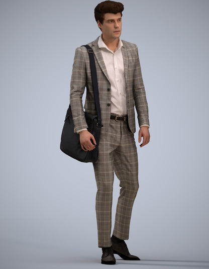 scanned 3D man business, photogrammetry people for Enscape and V-Ray