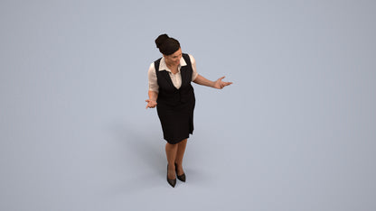realistic 3D woman hospitality, scanned archviz people for Blender and 3ds Max, back view render