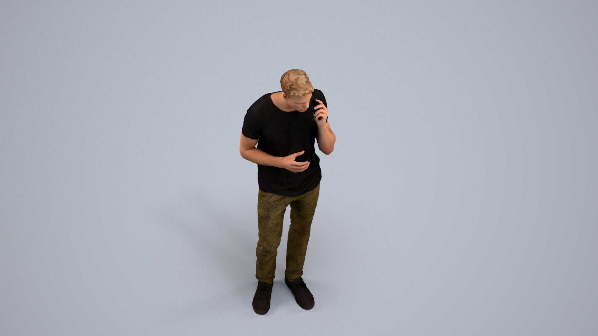 3D people model man casual standing, scanned human for 3ds Max rendering, back view render