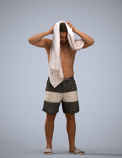 3D scanned man pool sport, photorealistic archviz people for Enscape and SketchUp