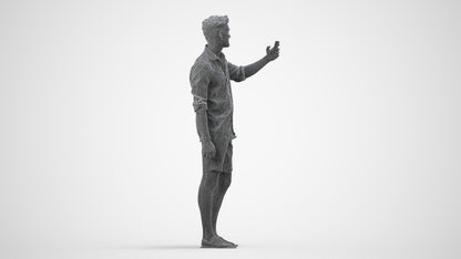 photogrammetry 3D man casual standing, realistic human model archviz FBX, wireframe side view