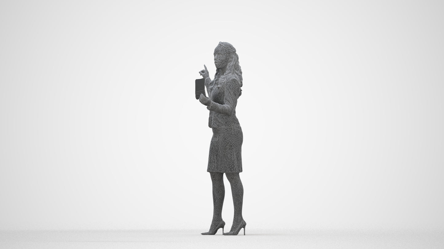 photogrammetry 3D woman business, realistic human model archviz FBX, wireframe back view