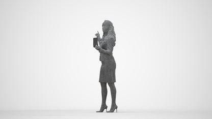 photogrammetry 3D woman business, realistic human model archviz FBX, wireframe back view