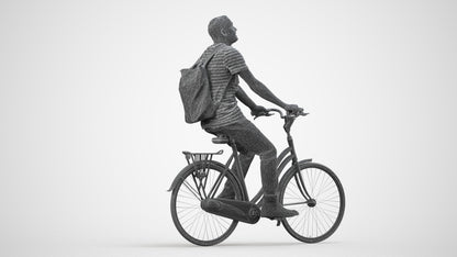 photogrammetry 3D man casual sitting, realistic human model archviz FBX, wireframe side view