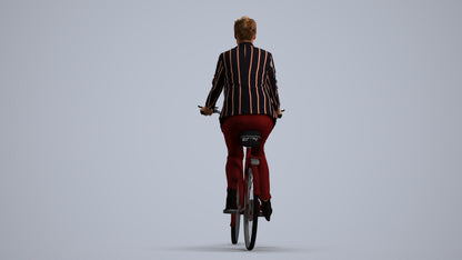 3D people model woman business cycling, scanned human for 3ds Max rendering, front view render