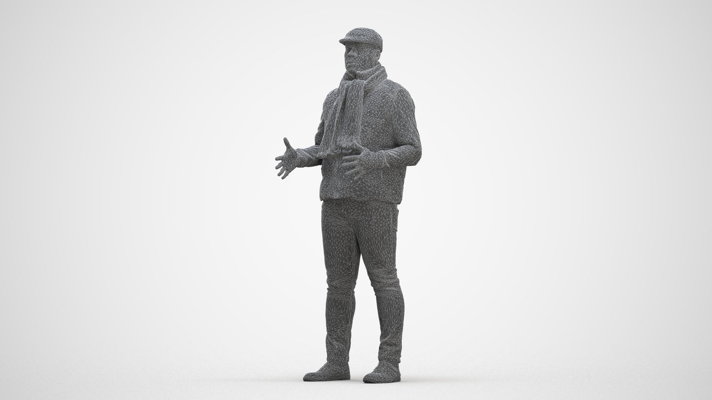 realistic 3D man casual standing, scanned archviz people for Blender and 3ds Max, three-quarter front view render