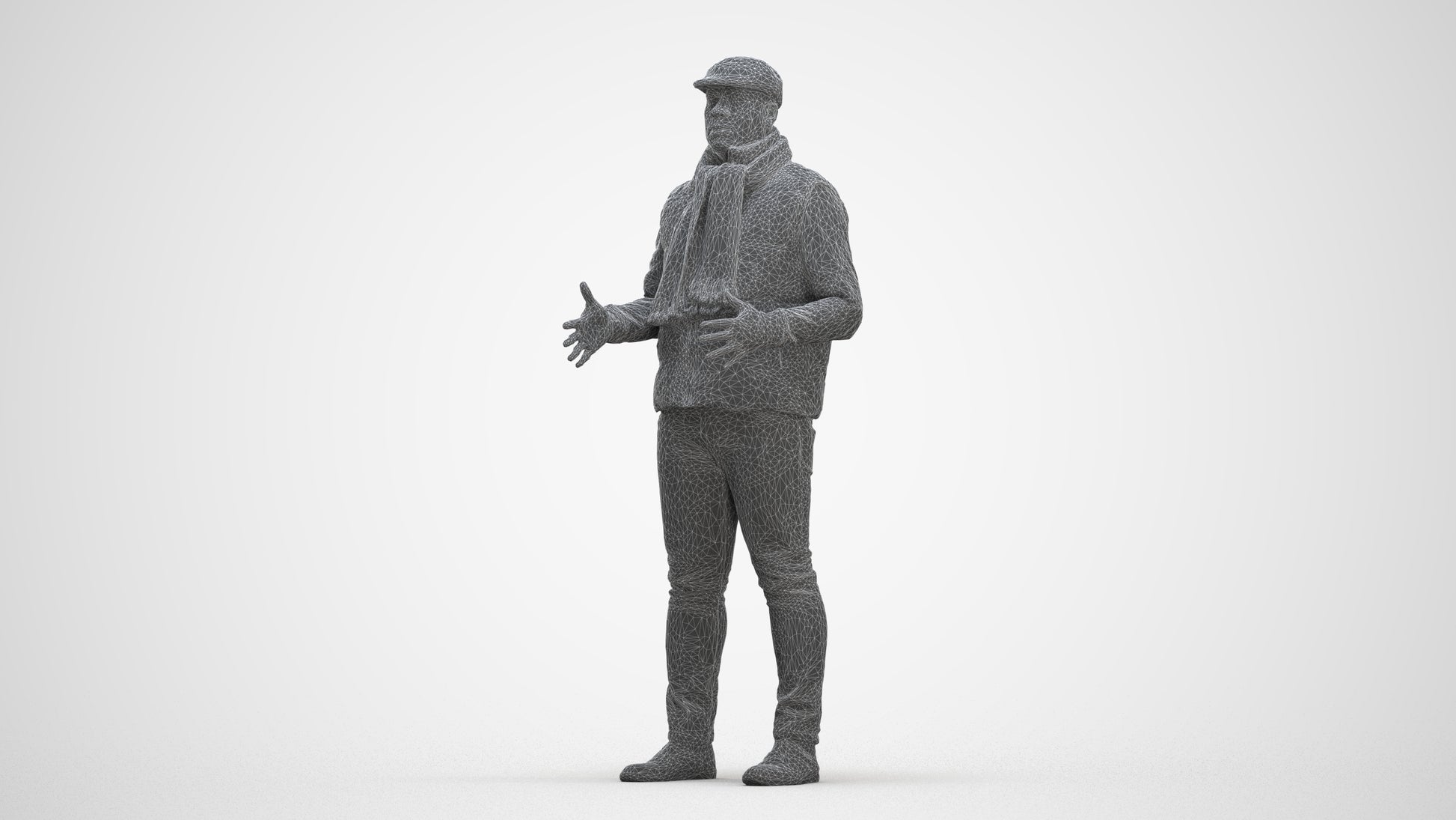 realistic 3D man casual standing, scanned archviz people for Blender and 3ds Max, three-quarter front view render