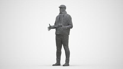 realistic 3D man casual standing, scanned archviz people for Blender and 3ds Max, three-quarter front view render