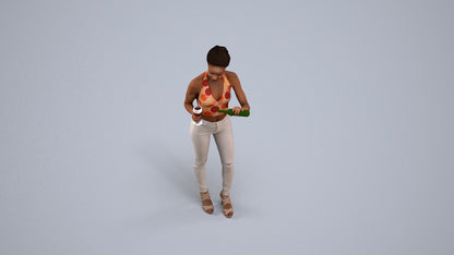realistic 3D woman casual standing, scanned archviz people for Blender and 3ds Max, back view render