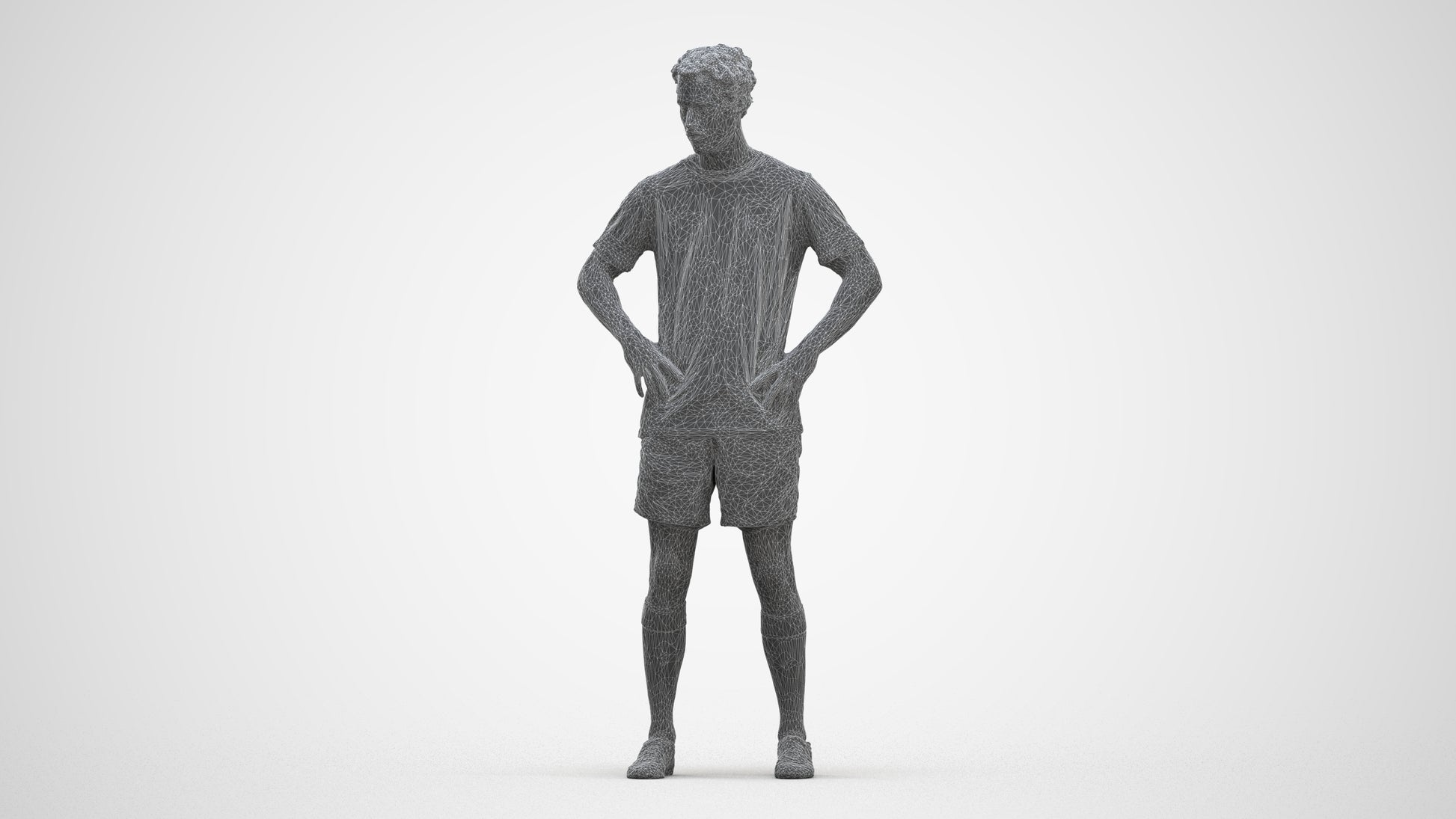 3D scanned man sport, photorealistic archviz people for Enscape and SketchUp, three-quarter front view render