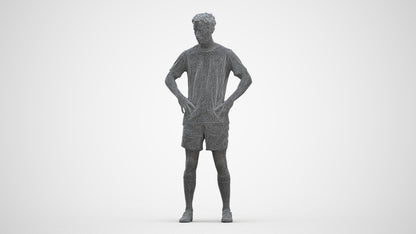 3D scanned man sport, photorealistic archviz people for Enscape and SketchUp, three-quarter front view render