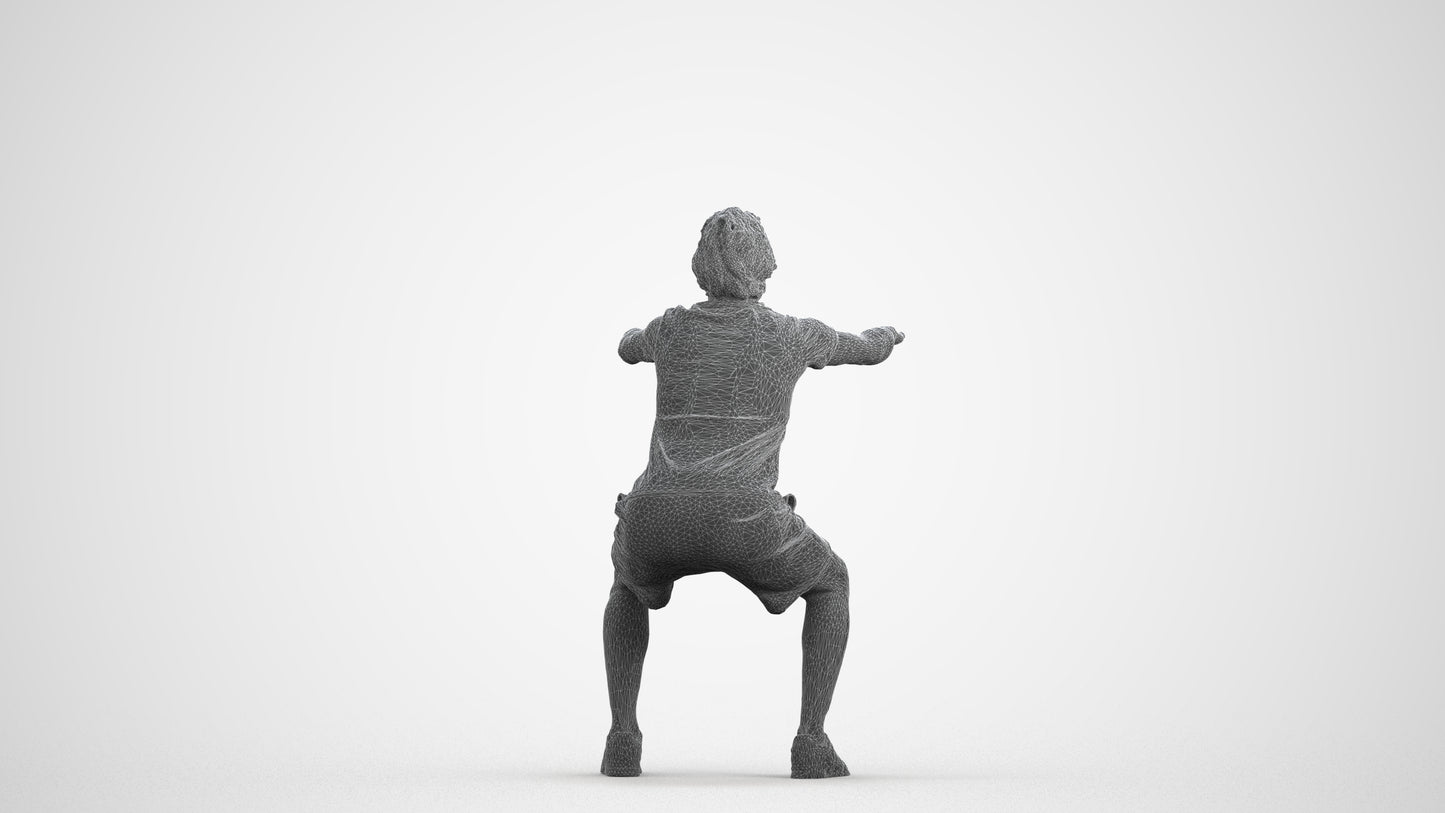 3D people model man casual sport, scanned human for 3ds Max rendering, wireframe front view