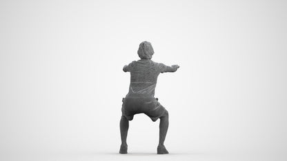 3D people model man casual sport, scanned human for 3ds Max rendering, wireframe front view