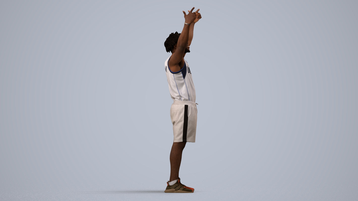 scanned 3D man sport, photogrammetry people for Enscape and V-Ray, side view render