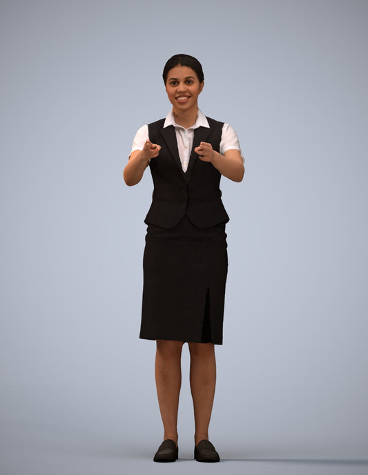 photogrammetry 3D woman hospitality, realistic human model archviz FBX