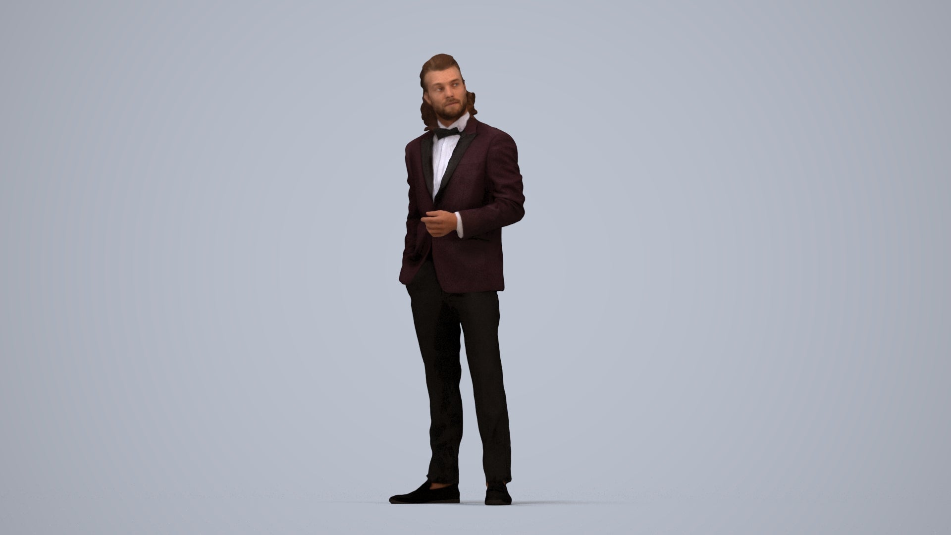 3D human model man formal formalaffairs, photogrammetry scanned person for archviz, top-down view render