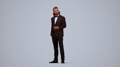 3D human model man formal formalaffairs, photogrammetry scanned person for archviz, top-down view render