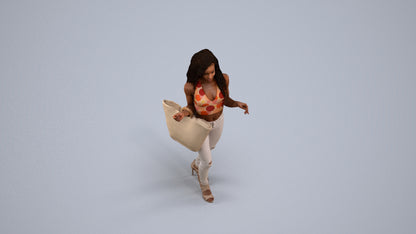 photogrammetry 3D woman casual walking, realistic human model archviz FBX, back view render