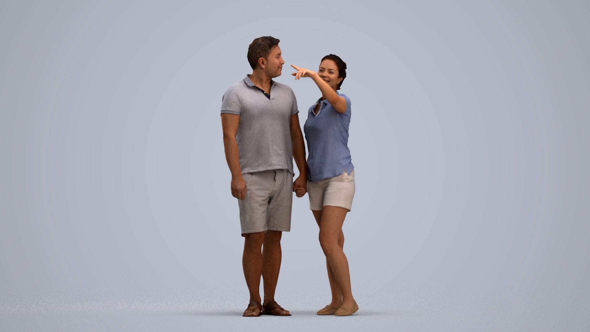 scanned 3D woman casual couple, photogrammetry people for Enscape and V-Ray, standing pose render