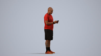 realistic 3D human man sport, archviz people FBX OBJ for Blender, side view render