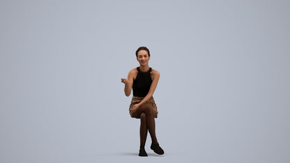 3D scanned woman sitting casual, photorealistic archviz people for Enscape and SketchUp, standing pose render