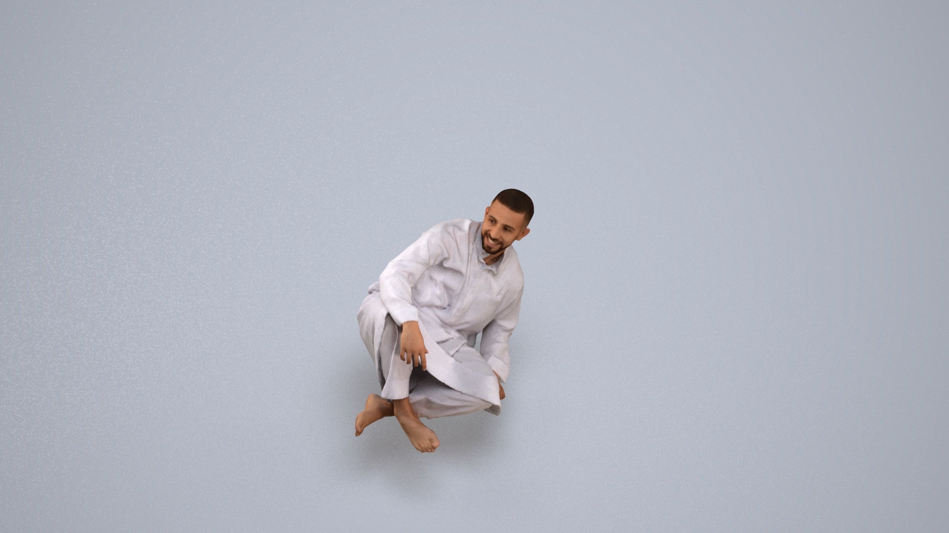 3D people model man casual sitting, scanned human for 3ds Max rendering, back view render