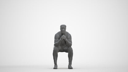 realistic 3D people man casual sitting, render-ready for V-Ray and Corona, FBX OBJ, three-quarter front view render