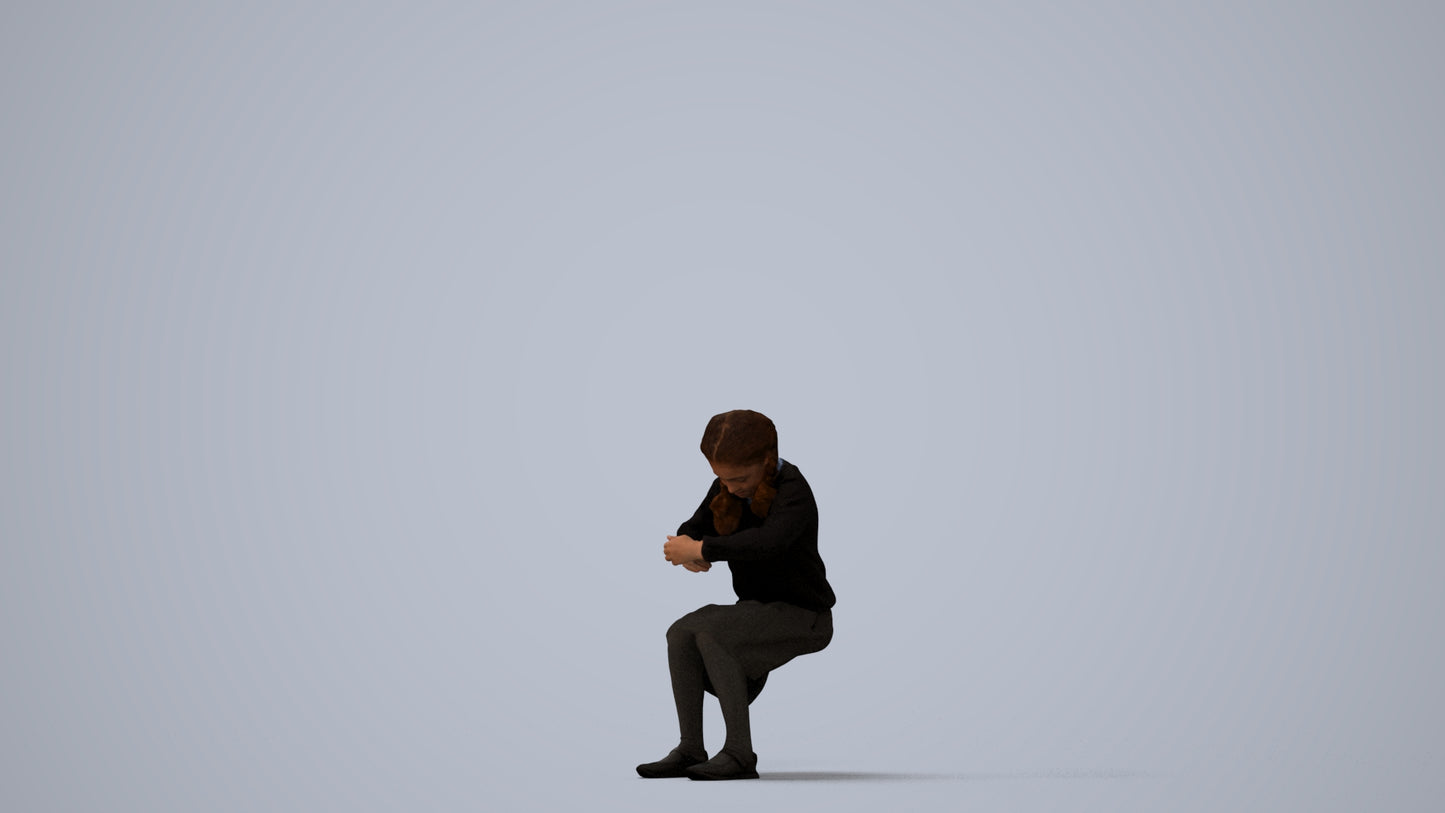 realistic 3D woman kids, scanned archviz people for Blender and 3ds Max, three-quarter view render