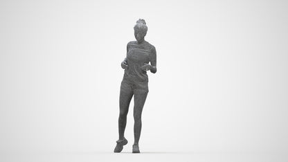 3D people model woman sport, scanned human for 3ds Max rendering, wireframe back view