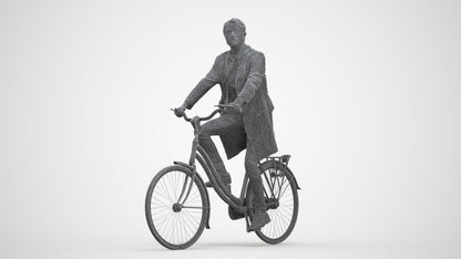 realistic 3D human man business cycling, archviz people FBX OBJ for Blender, three-quarter front view render