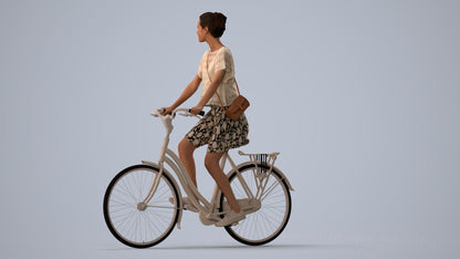 realistic 3D people woman formal cycling, render-ready for V-Ray and Corona, FBX OBJ, three-quarter view render