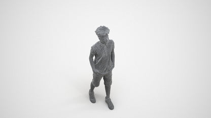 3D scanned boy kids casual, photorealistic archviz people for Enscape and SketchUp, wireframe three-quarter view