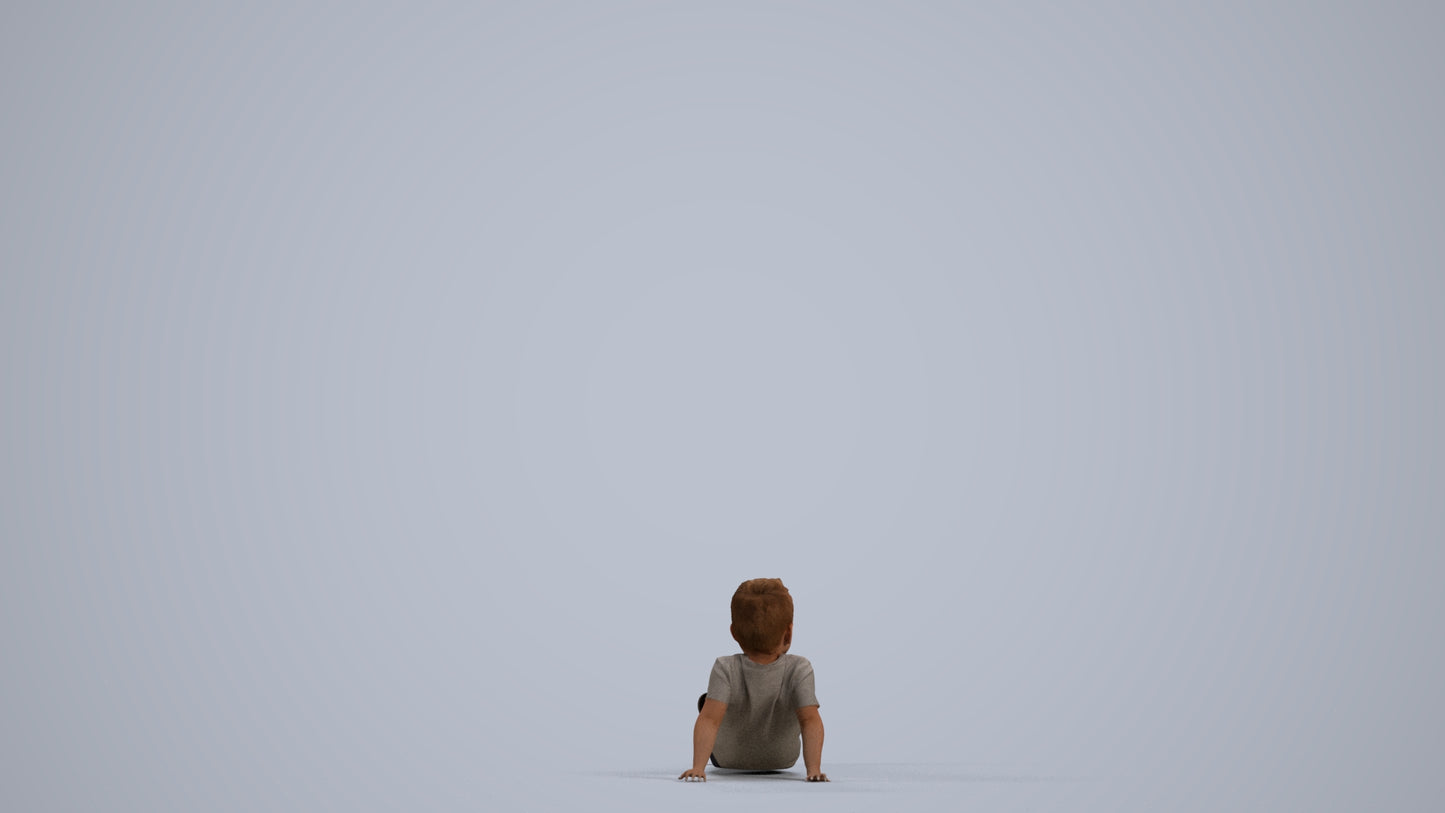 photogrammetry 3D boy casual kids, realistic human model archviz FBX, front view render