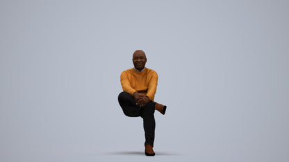 scanned 3D man casual sitting, photogrammetry people for Enscape and V-Ray, standing pose render