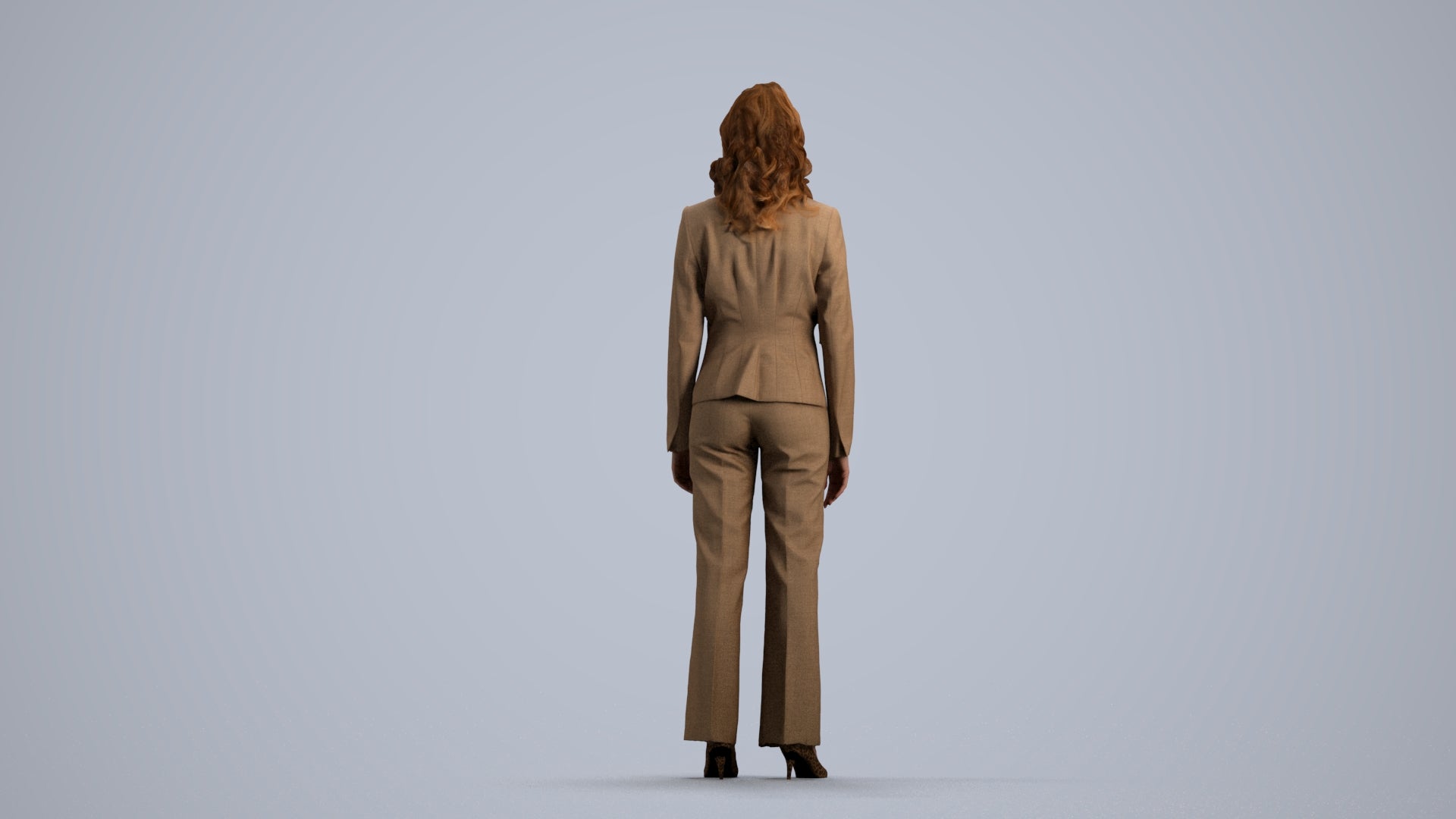 photogrammetry 3D woman business standing, realistic human model archviz FBX, front view render