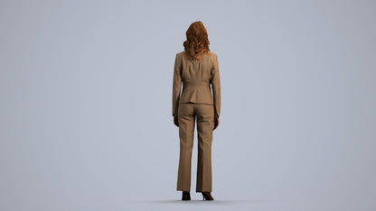 photogrammetry 3D woman business standing, realistic human model archviz FBX, front view render