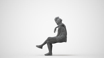 3D human model woman casual couple, photogrammetry scanned person for archviz, square thumbnail
