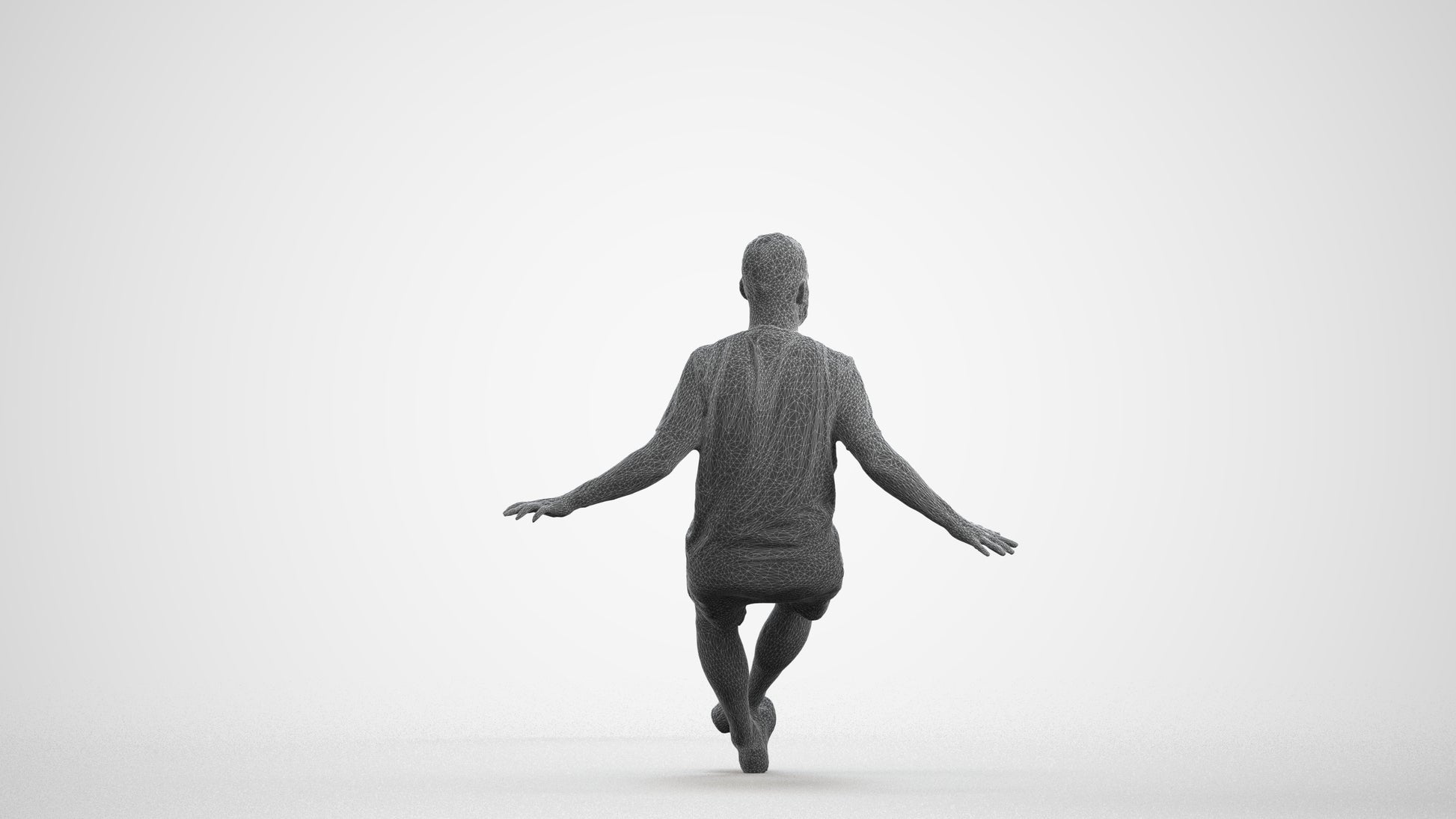 scanned 3D man casual sitting, photogrammetry people for Enscape and V-Ray, wireframe front view
