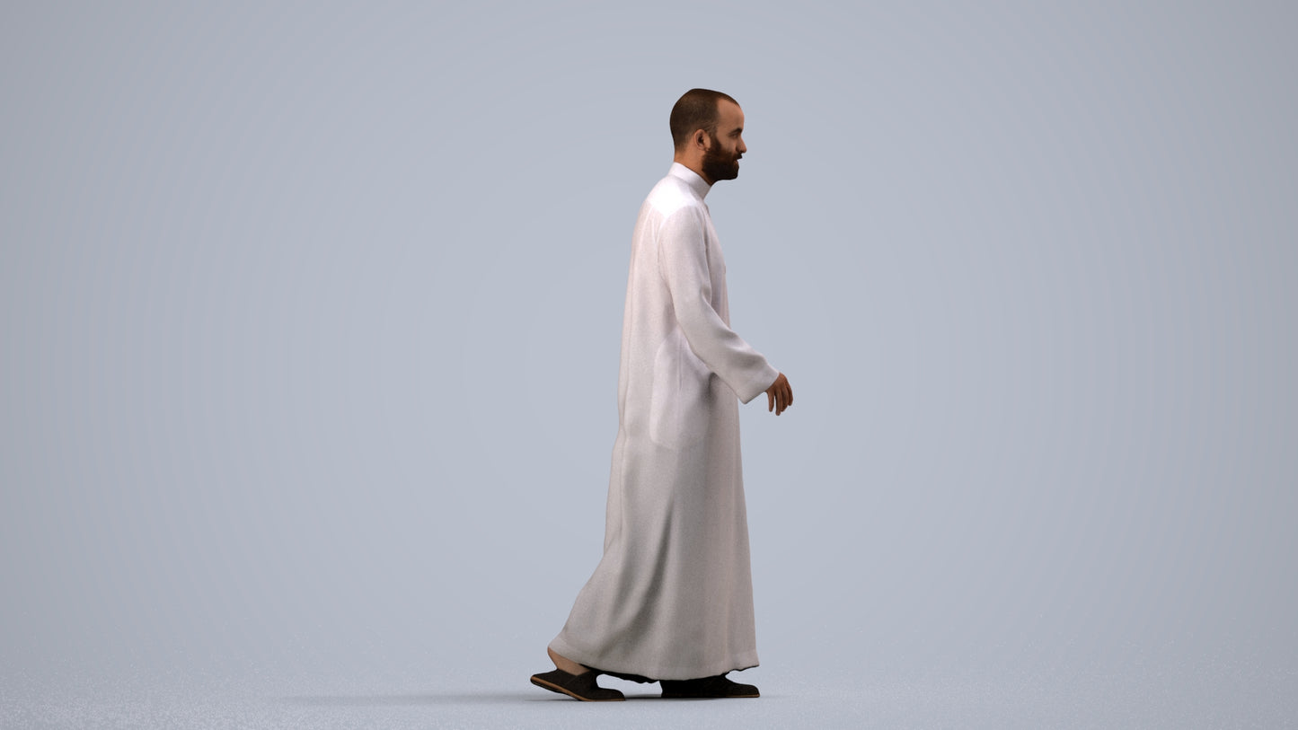 scanned 3D man walking, photogrammetry people for Enscape and V-Ray, side view render
