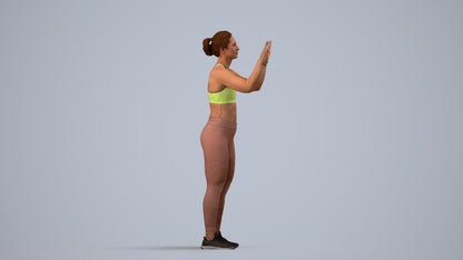 3D scanned woman sport, photorealistic archviz people for Enscape and SketchUp, side view render