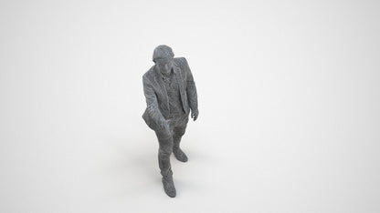 realistic 3D human man business, archviz people FBX OBJ for Blender, wireframe three-quarter view