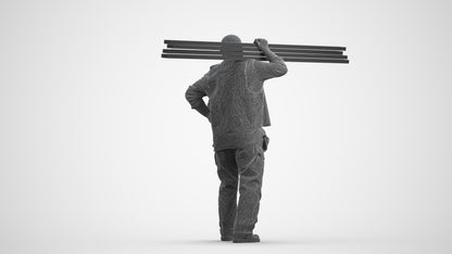 3D scanned senior man walking, photorealistic archviz people for Enscape and SketchUp, wireframe front view