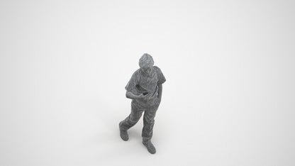 scanned 3D boy casual kids, photogrammetry people for Enscape and V-Ray, wireframe three-quarter view