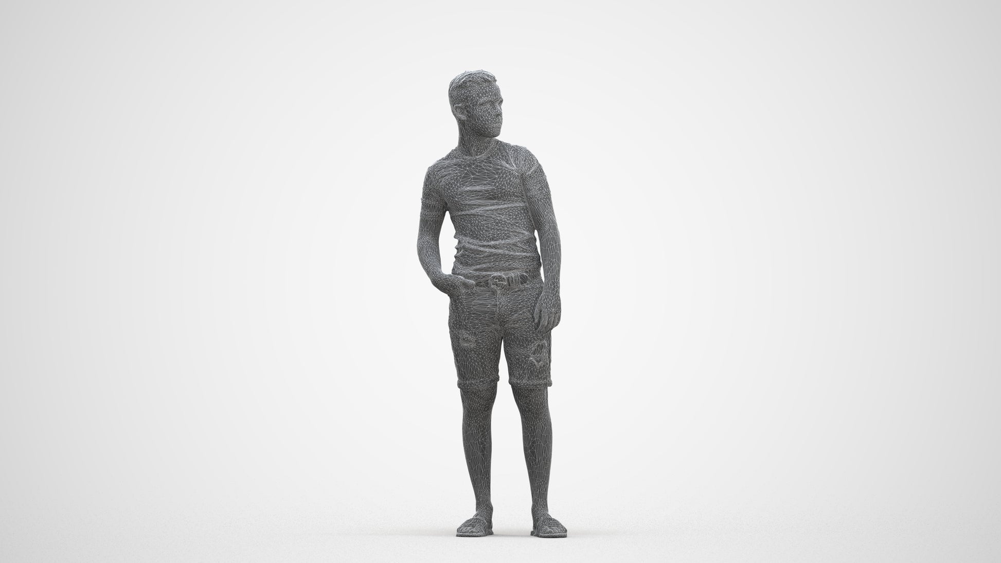realistic 3D boy casual kids, scanned archviz people for Blender and 3ds Max, three-quarter front view render