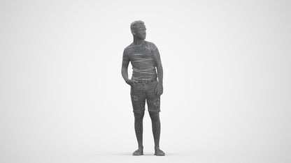 realistic 3D boy casual kids, scanned archviz people for Blender and 3ds Max, three-quarter front view render