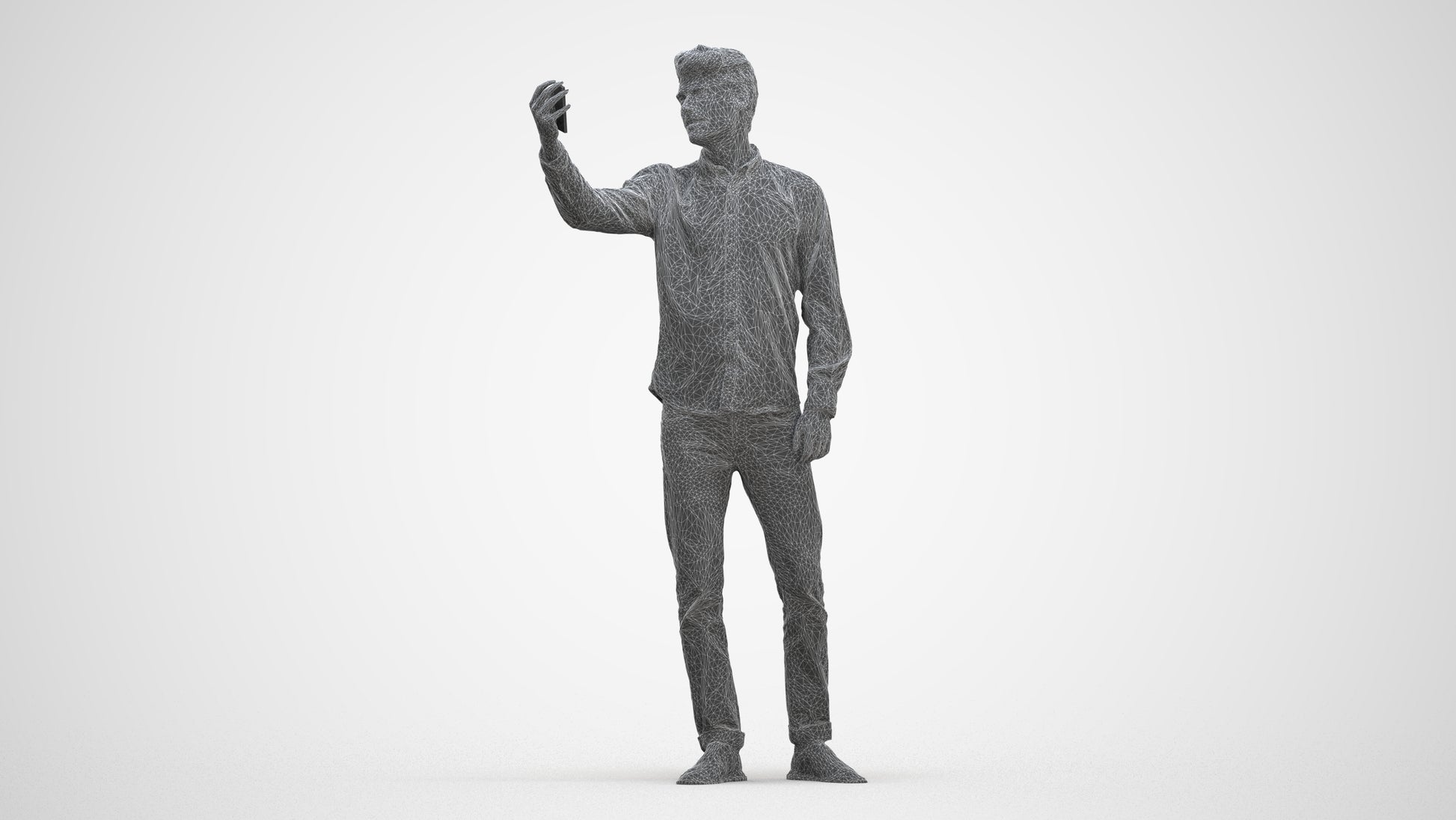 scanned 3D man casual standing, photogrammetry people for Enscape and V-Ray, three-quarter front view render
